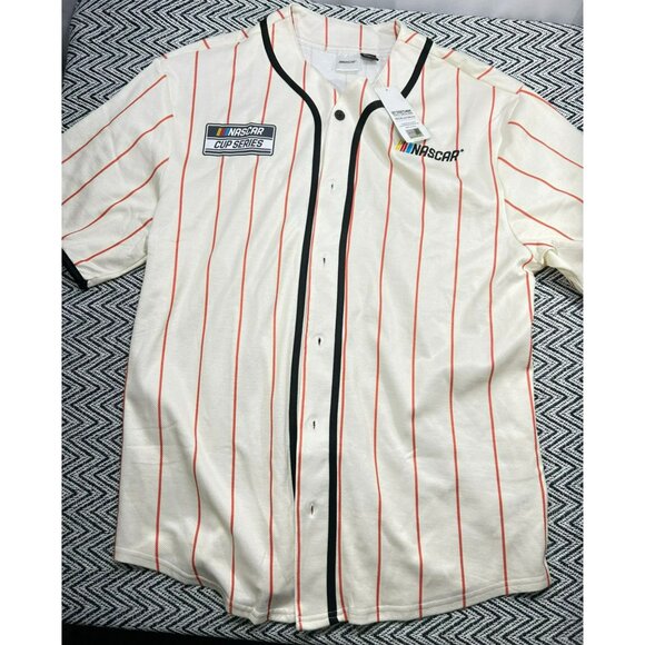 Nascar Other - NASCAR Cup Series Championship Racing Striped Button-Down Jersey Shirt L/G